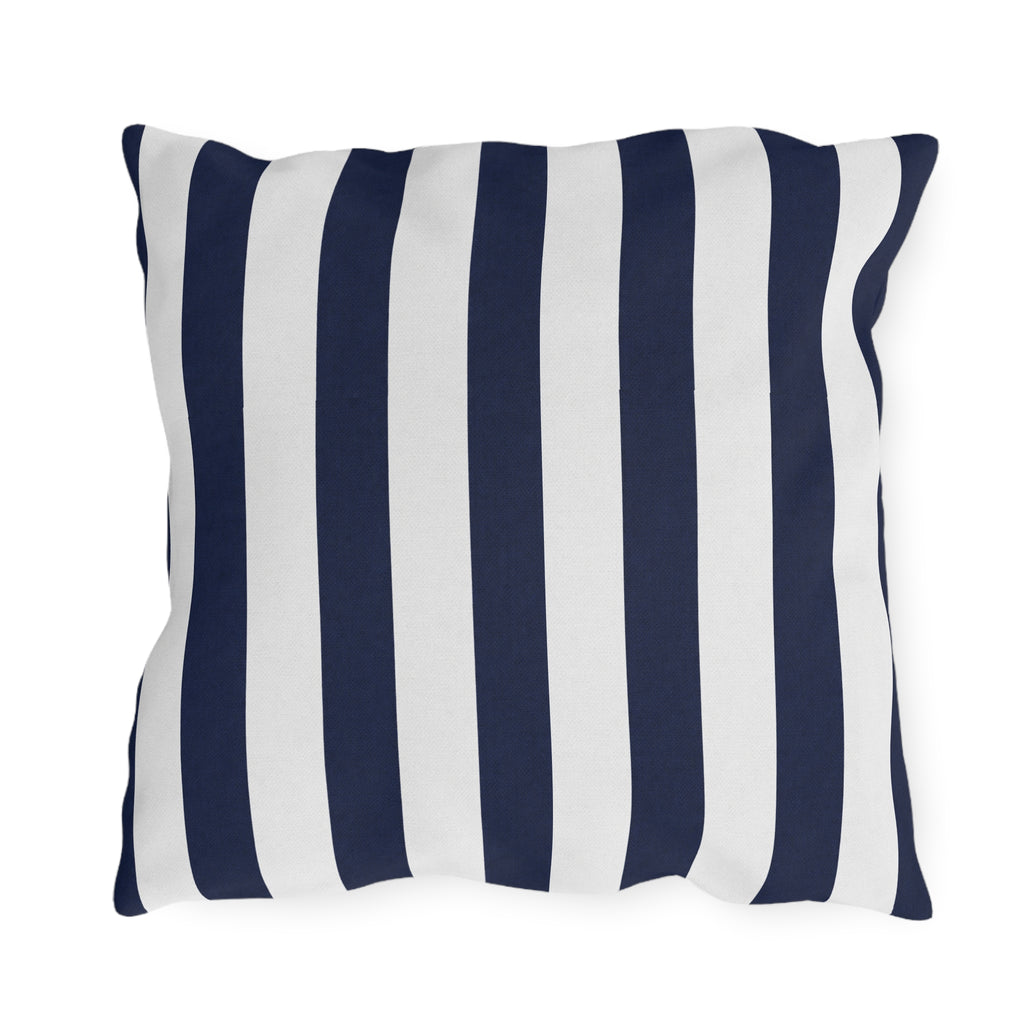 Navy blue White Stripe Outdoor Pillow | Coastal Patio Cushion