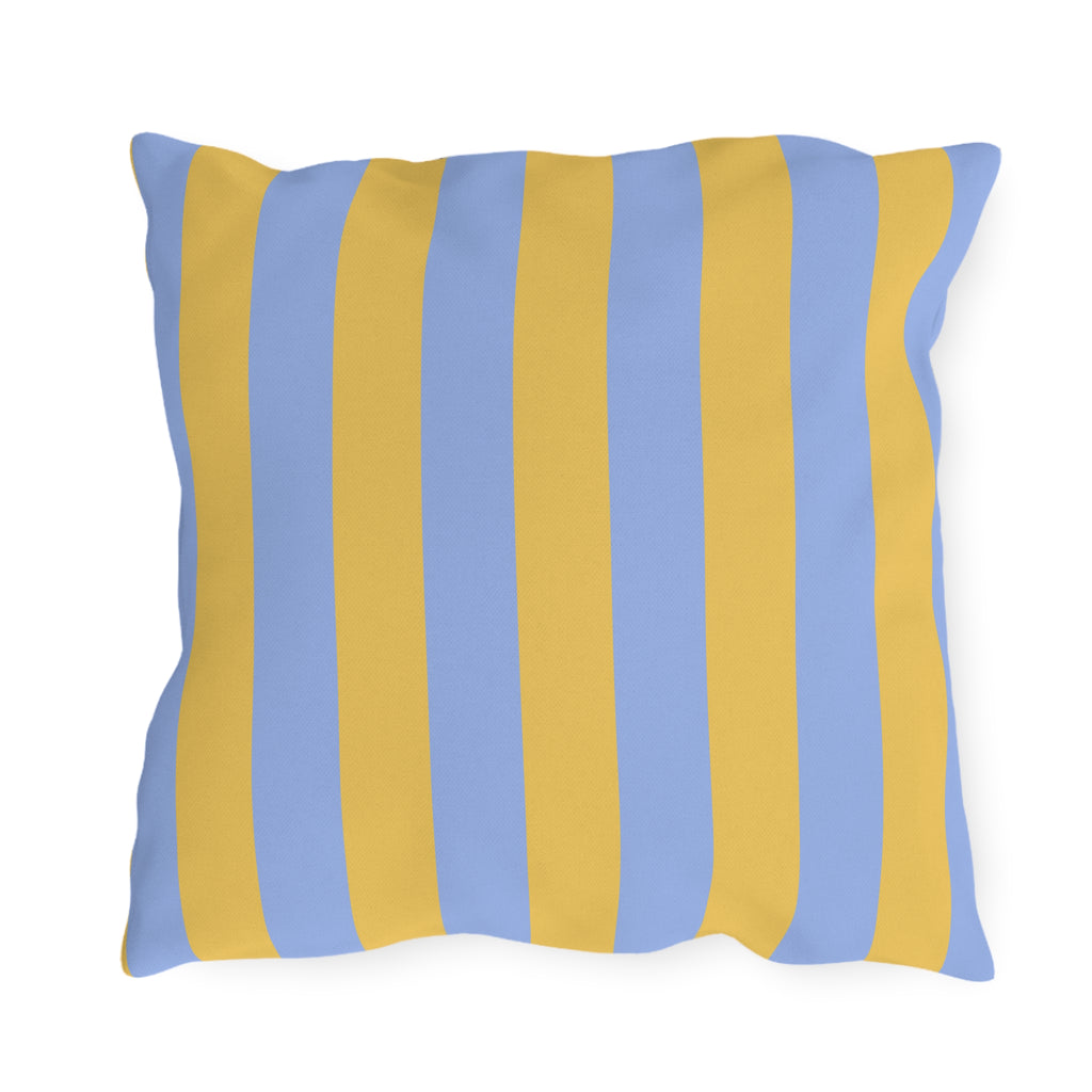 Blue and Yellow Stripe Outdoor Pillows | Coastal Patio Cushion