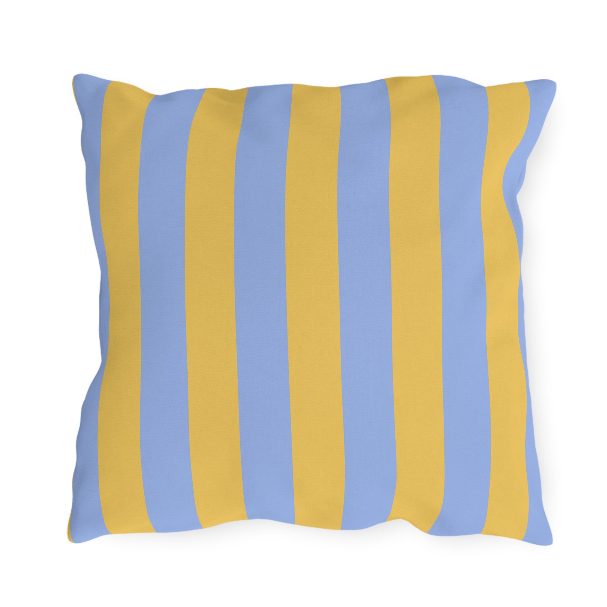 Blue and Yellow Stripe Outdoor Pillows | Coastal Patio Cushion