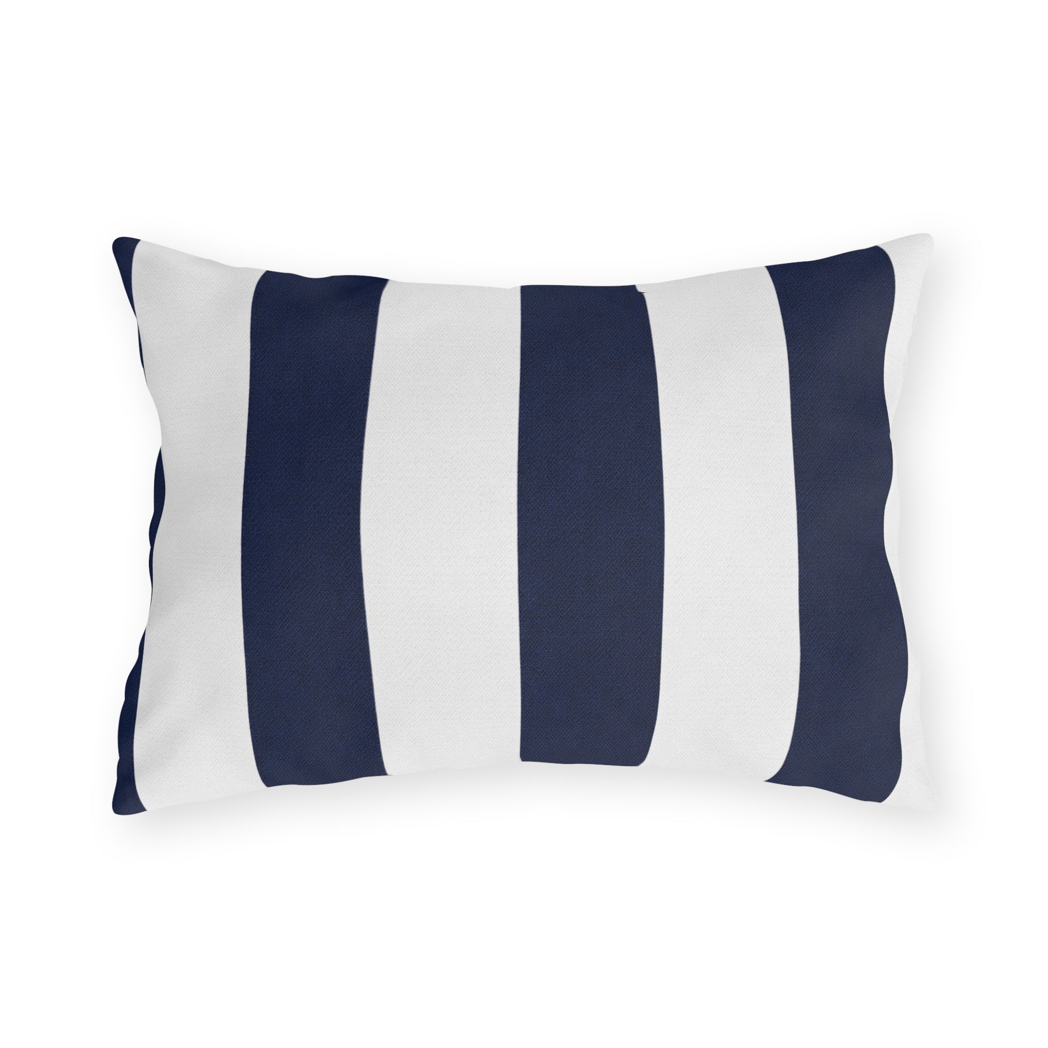 Navy blue White Stripe Outdoor Pillow | Coastal Patio Cushion
