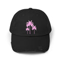 Pink Palm Trees Cap | Distressed Baseball Hat, Tropical Beach Design