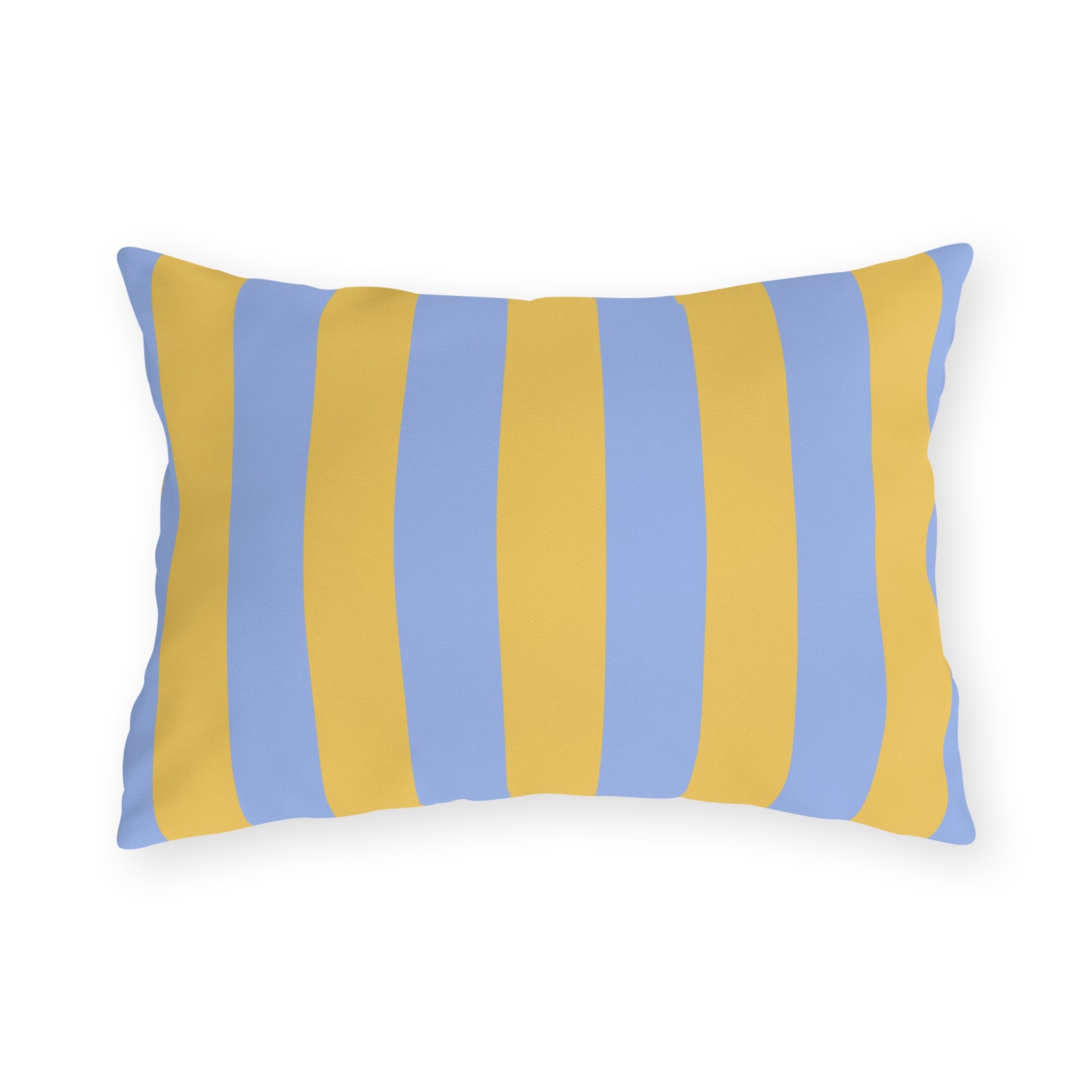 Blue and Yellow Stripe Outdoor Pillows | Coastal Patio Cushion