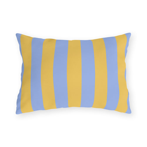 Blue and Yellow Stripe Outdoor Pillows | Coastal Patio Cushion