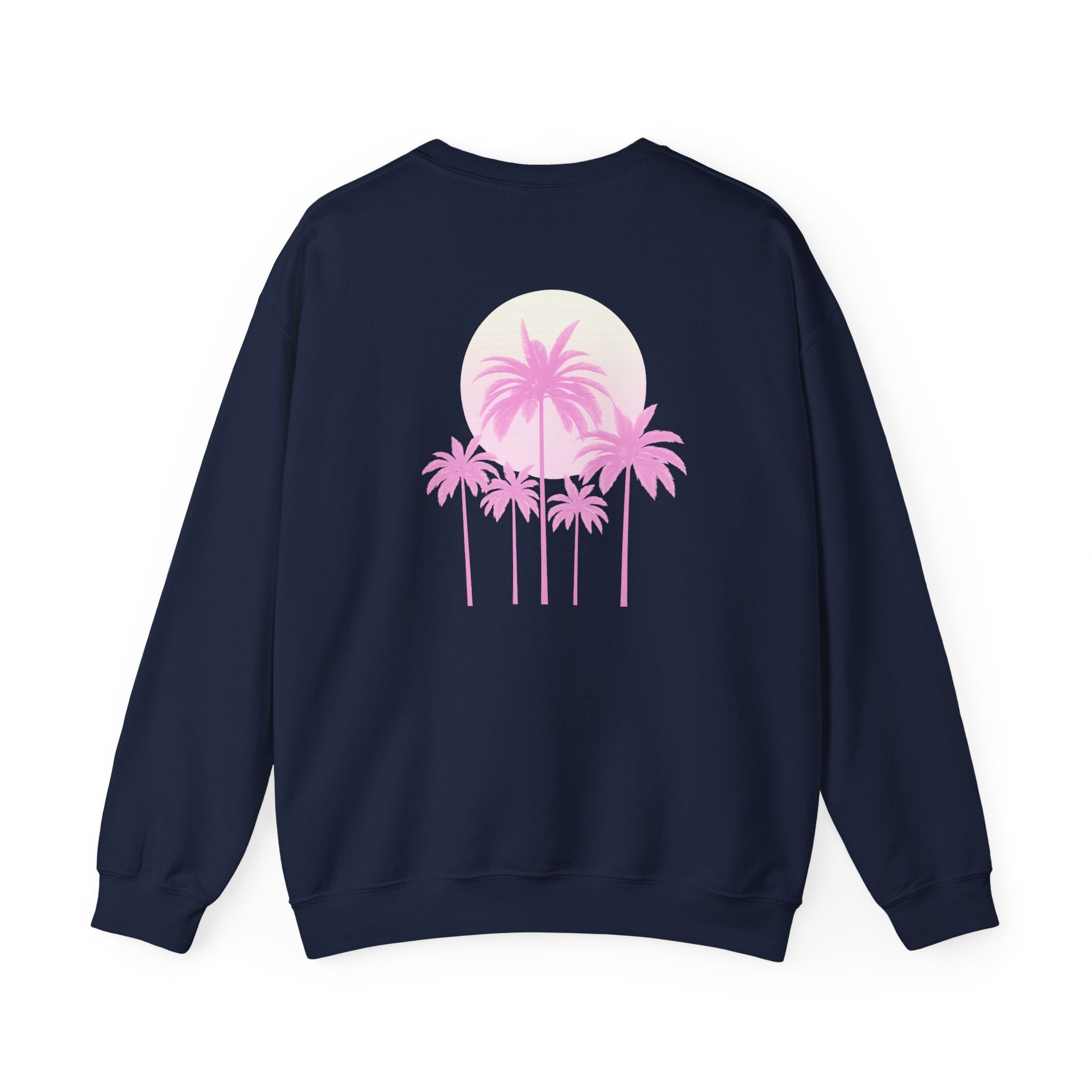 Pink Palm Trees Sweatshirt | Tropical Sunset Crewneck