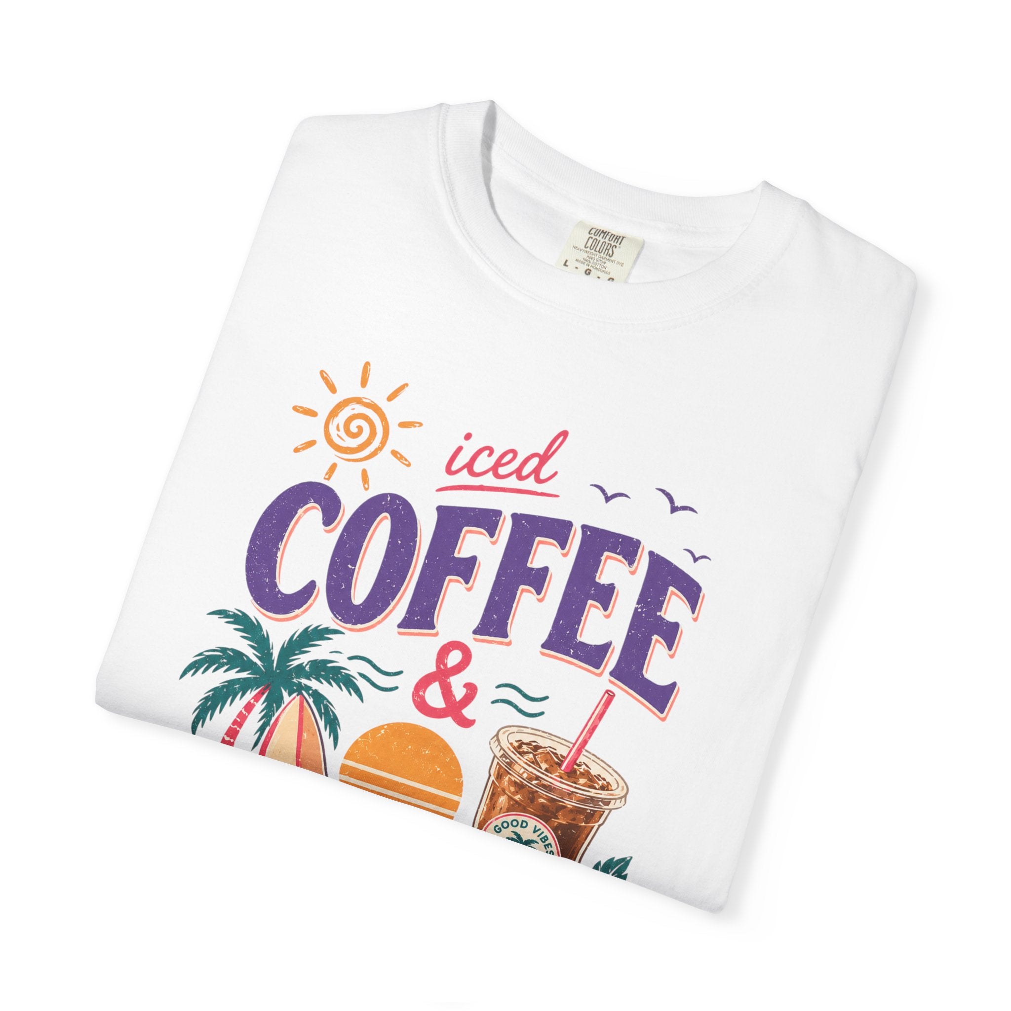 T-shirt | Tropical Palm Sunset and Coffee Design