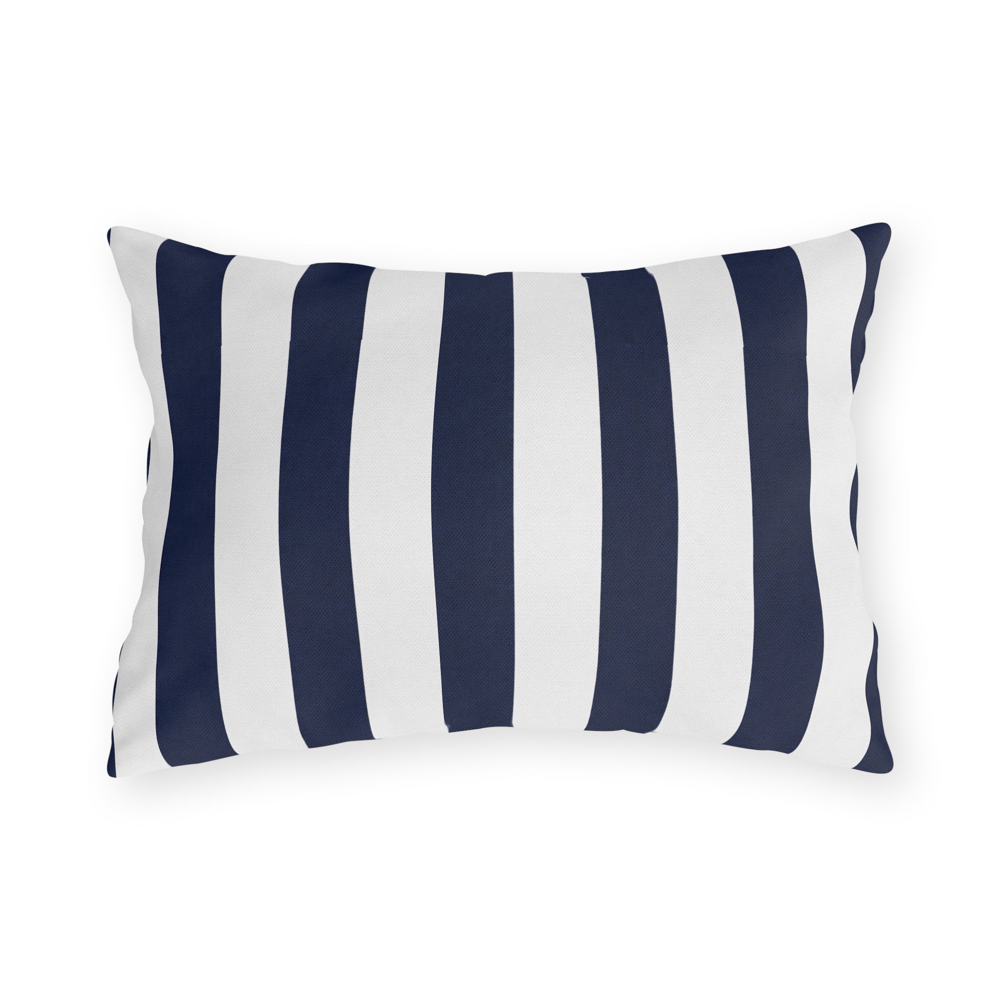 Navy blue White Stripe Outdoor Pillow | Coastal Patio Cushion