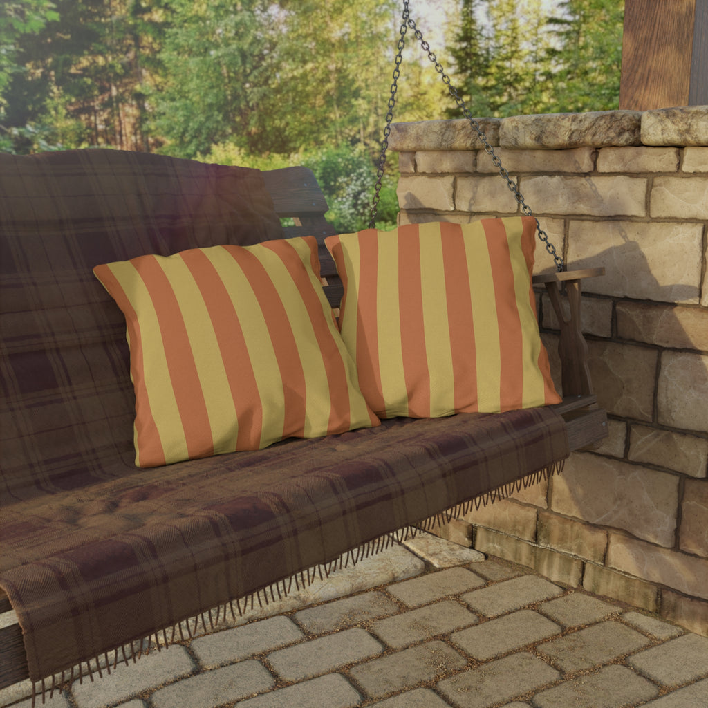 Sunset Stripe Outdoor Pillows | Yellow Orange Striped Cushion
