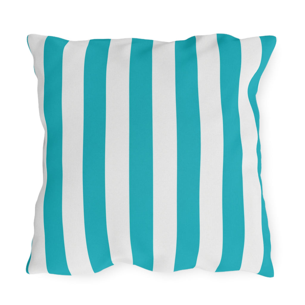 Teal Stripe Outdoor Pillows | Blue White Nautical Cushion