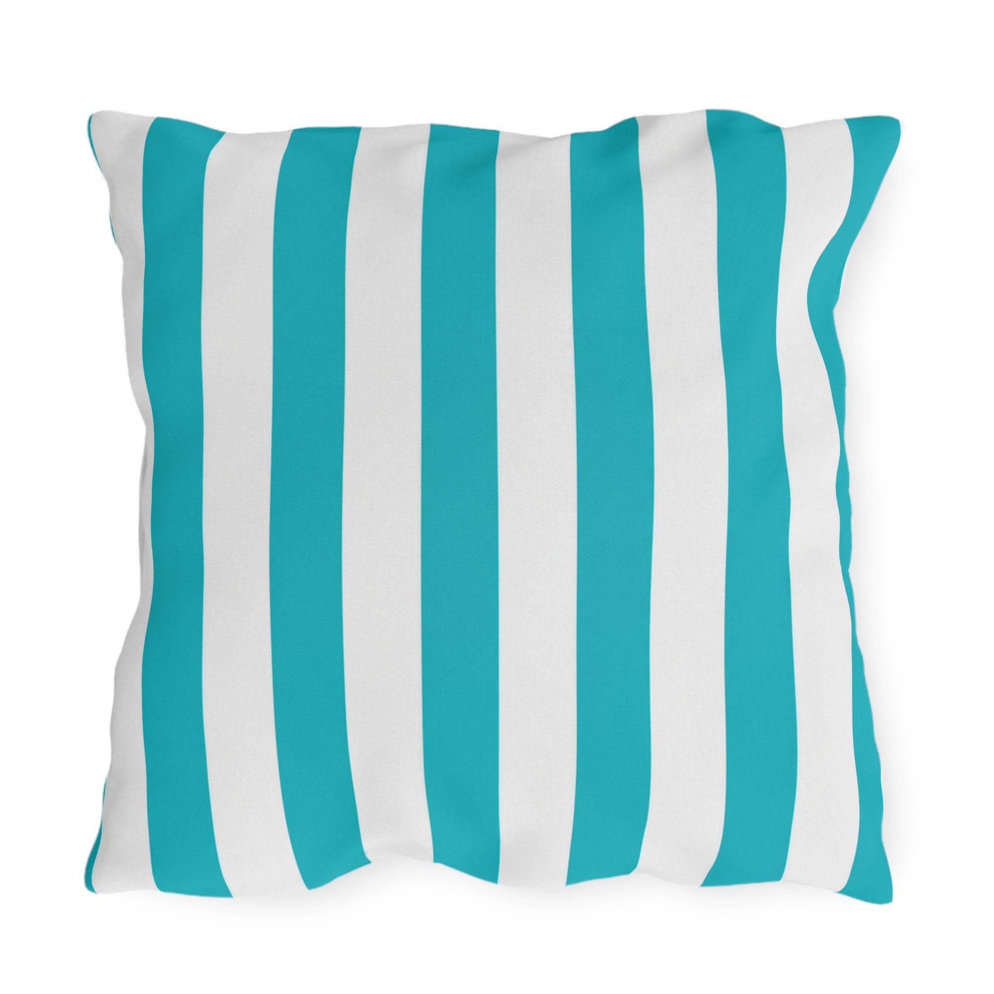 Teal Stripe Outdoor Pillows | Blue White Nautical Cushion