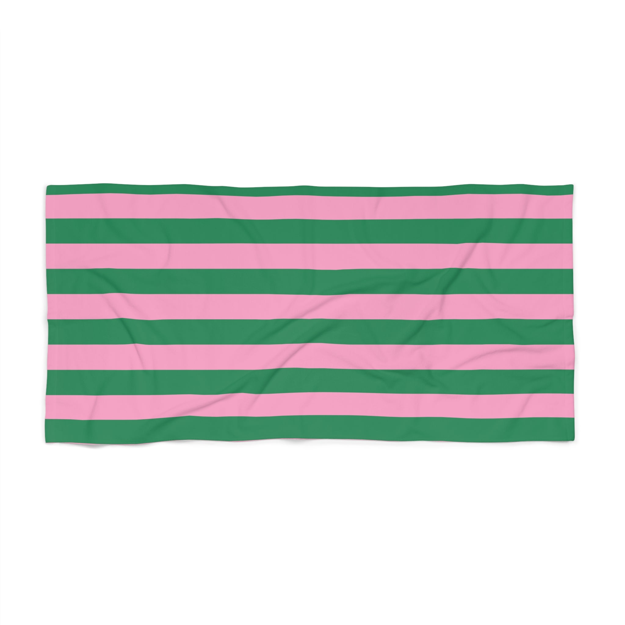 Pink and Green Beach Stripes Beach Towel
