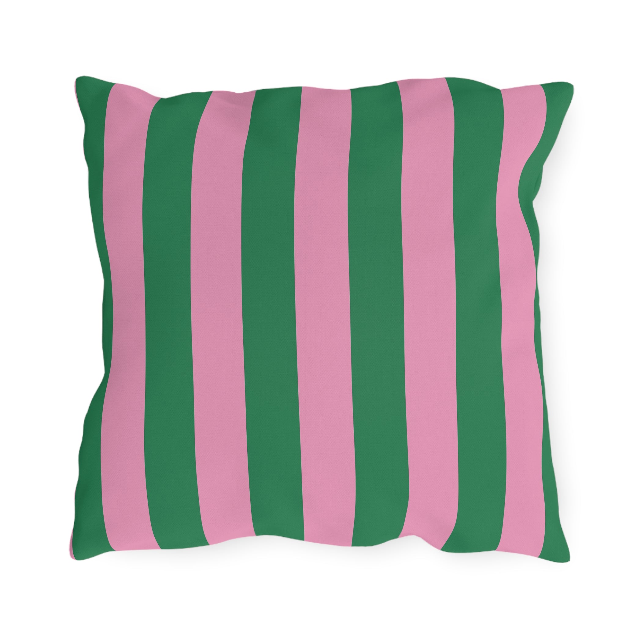 Pink and Green Vertical Stripe Outdoor Pillows | Patio Cushion, Poolside Decor