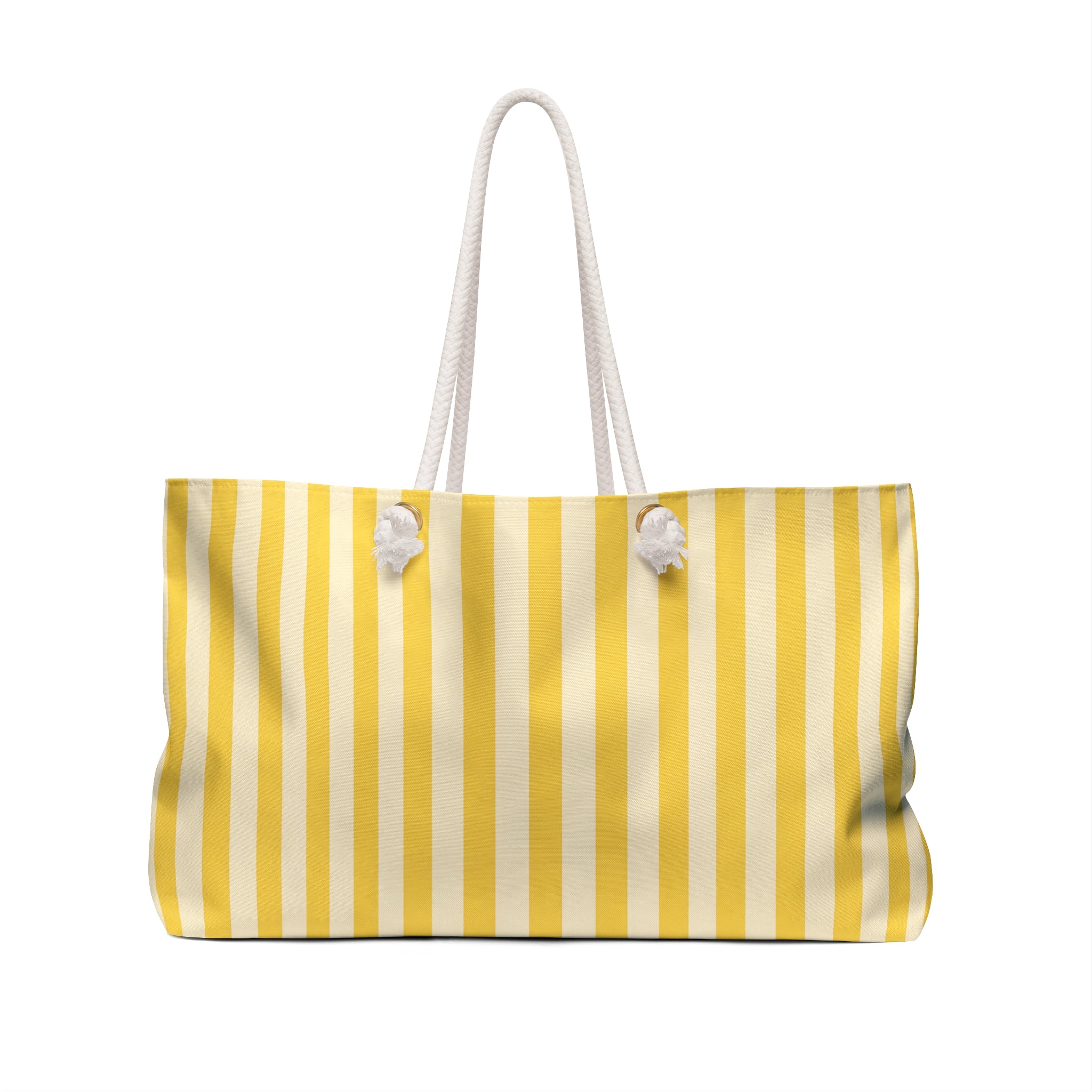 Yellow Stripe Weekender Bag | Summer Beach Tote, Nautical Rope Handles