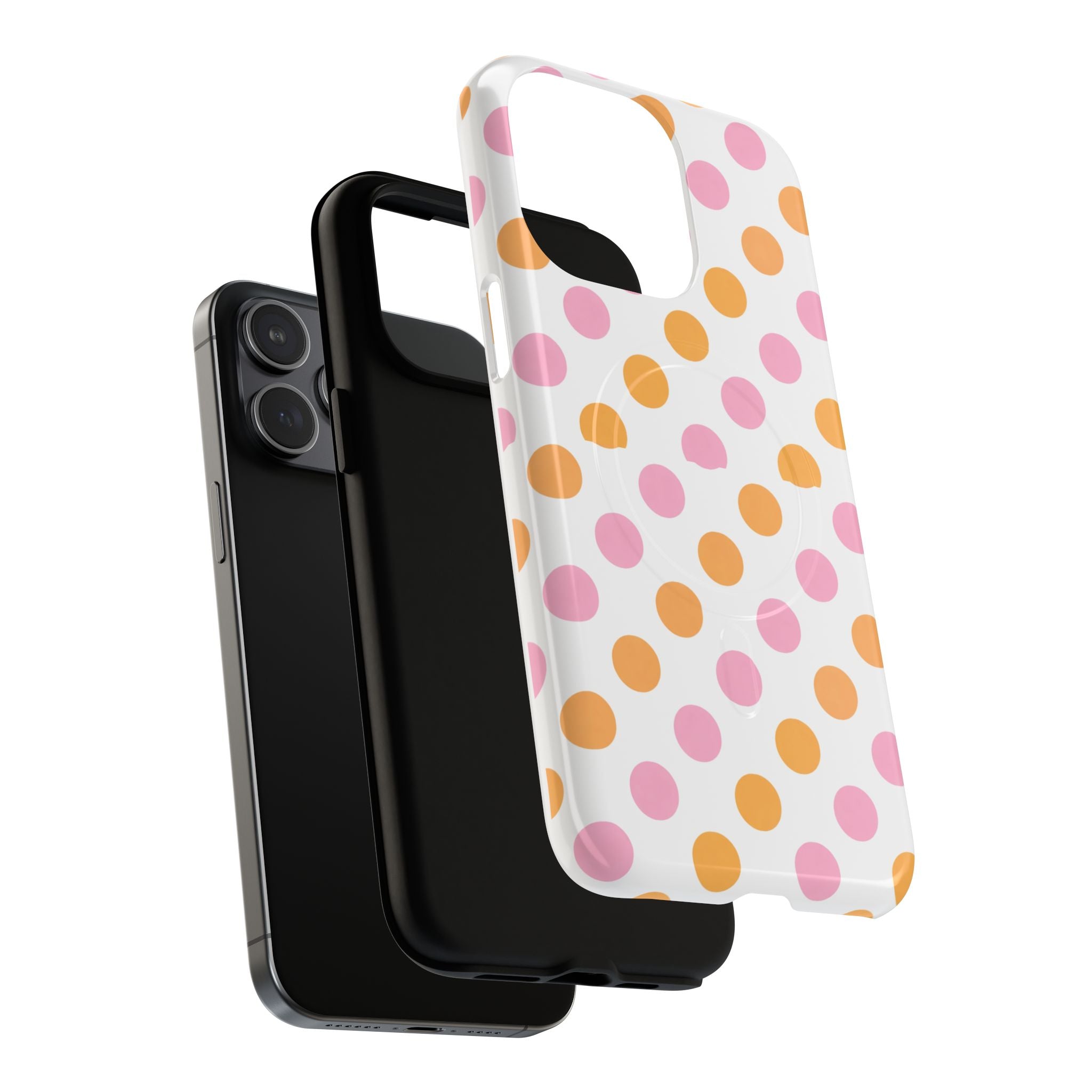 Pink and Orange Polka Dot Phone Case Tough Magnetic Case | Cute Dot Pattern