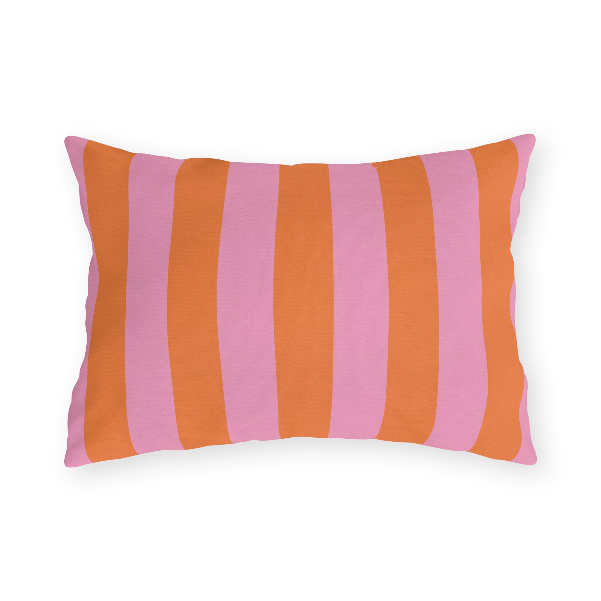 Orange and Pink Stripe Outdoor Pillow | Bold Striped Cushion for Patio