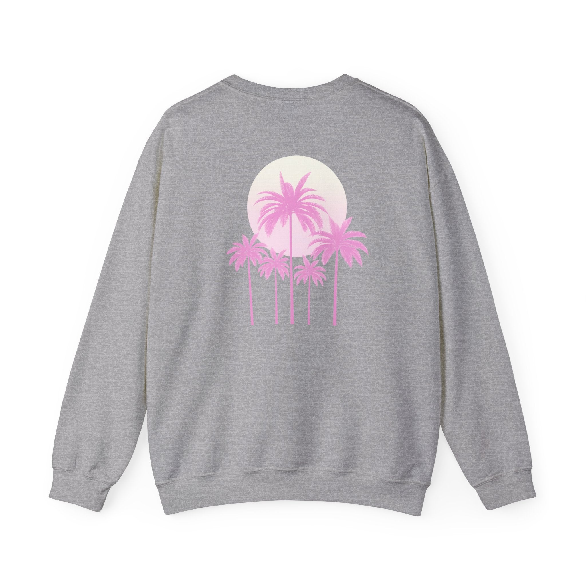 Pink Palm Trees Sweatshirt | Tropical Sunset Crewneck