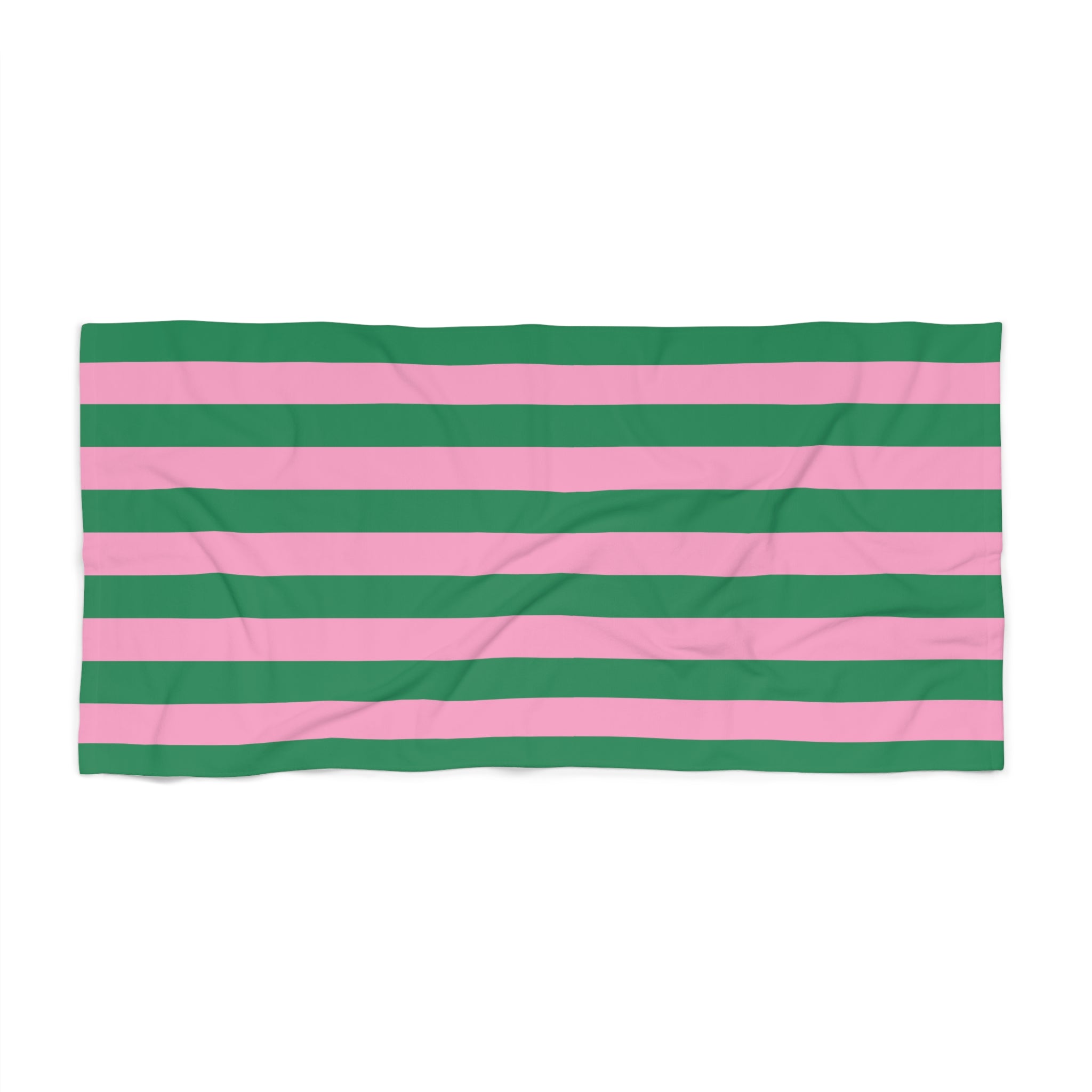 Pink and Green Beach Stripes Beach Towel