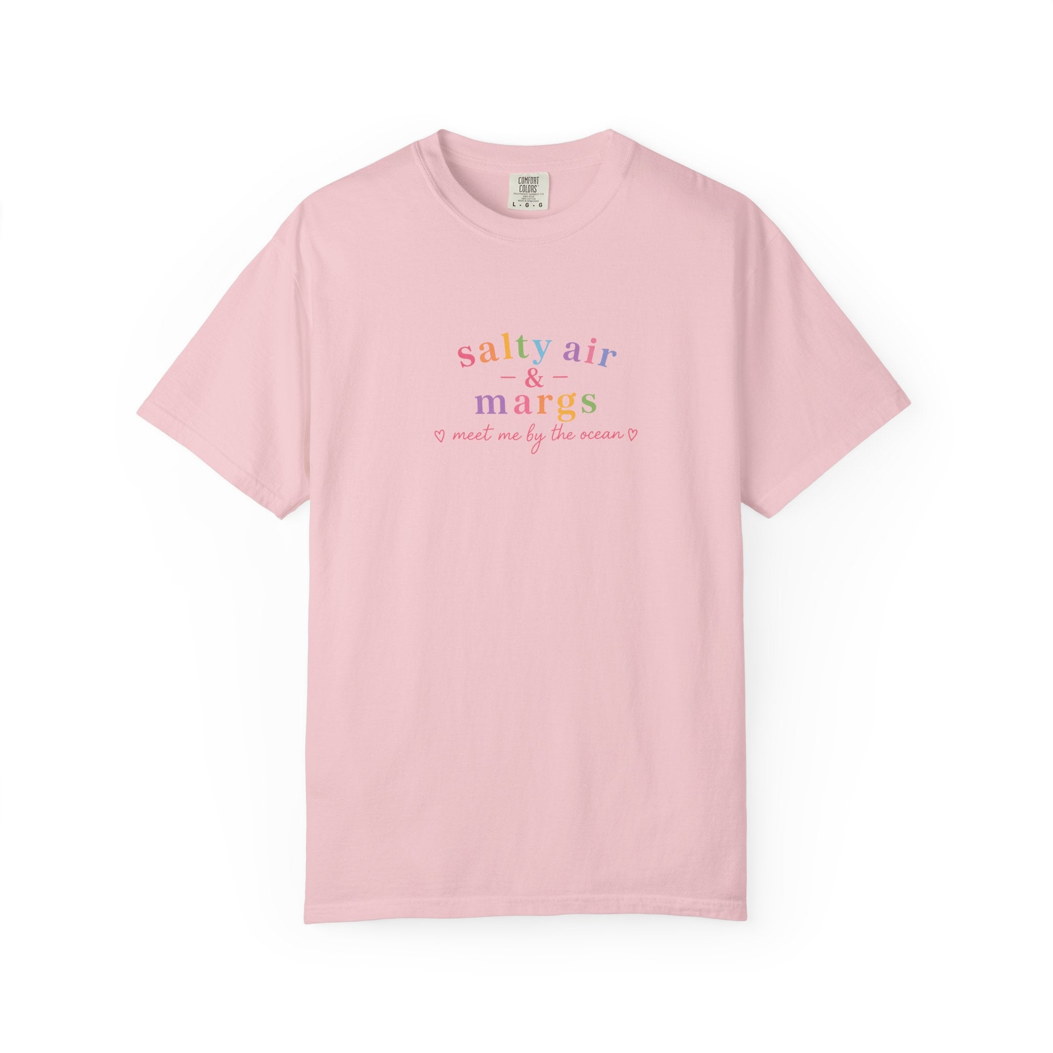 Funny T-Shirt Women Tee, Colourful Typographic Design Salty Air and Margs girls trip Tshirt