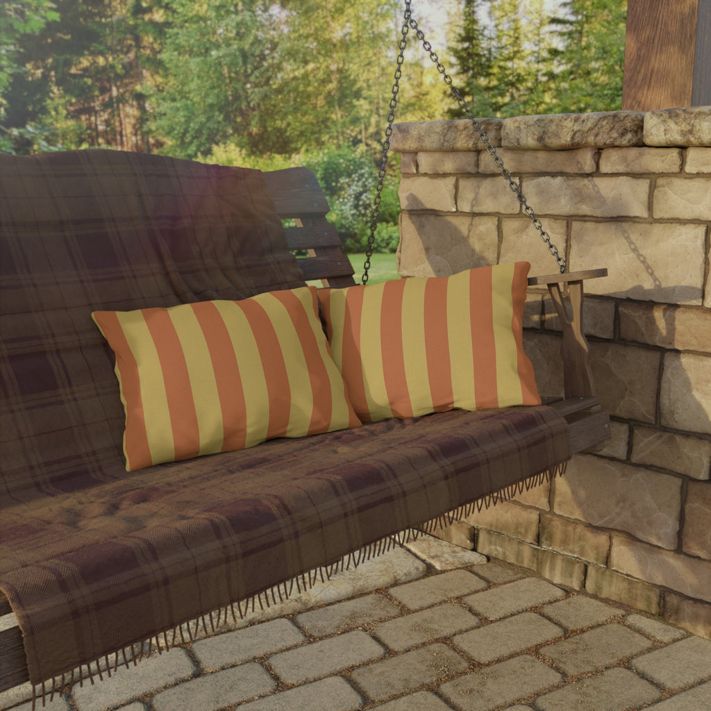 Sunset Stripe Outdoor Pillows | Yellow Orange Striped Cushion