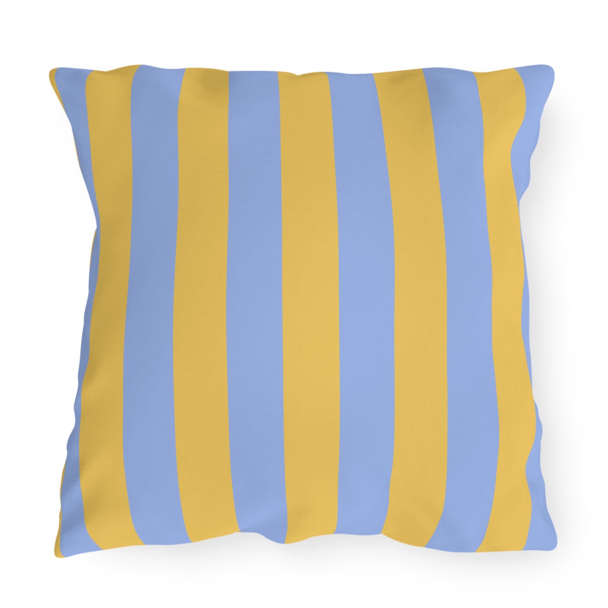 Blue and Yellow Stripe Outdoor Pillows | Coastal Patio Cushion