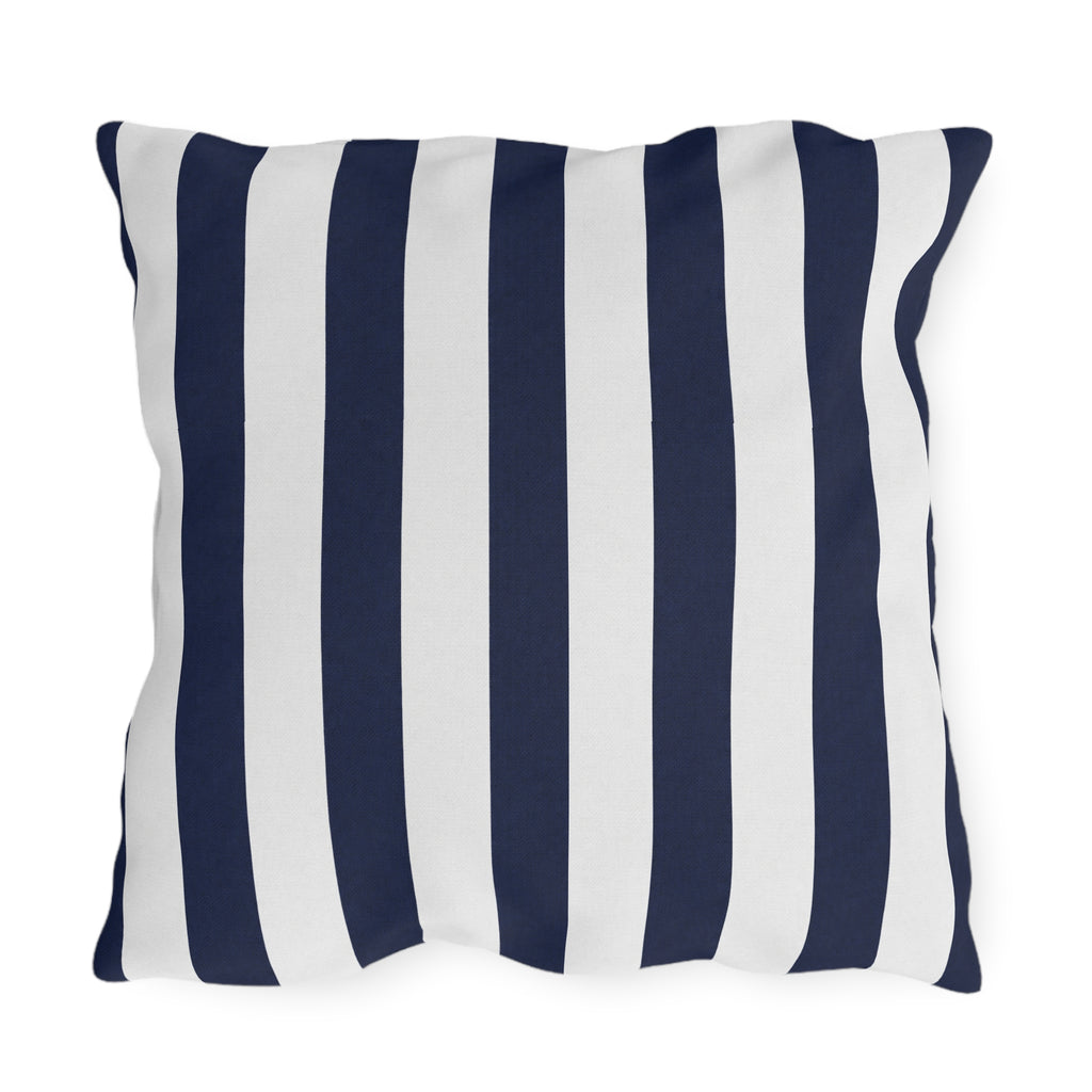 Navy blue White Stripe Outdoor Pillow | Coastal Patio Cushion