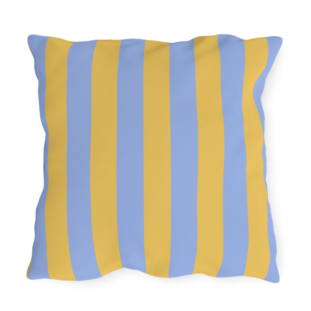 Blue and Yellow Stripe Outdoor Pillows | Coastal Patio Cushion