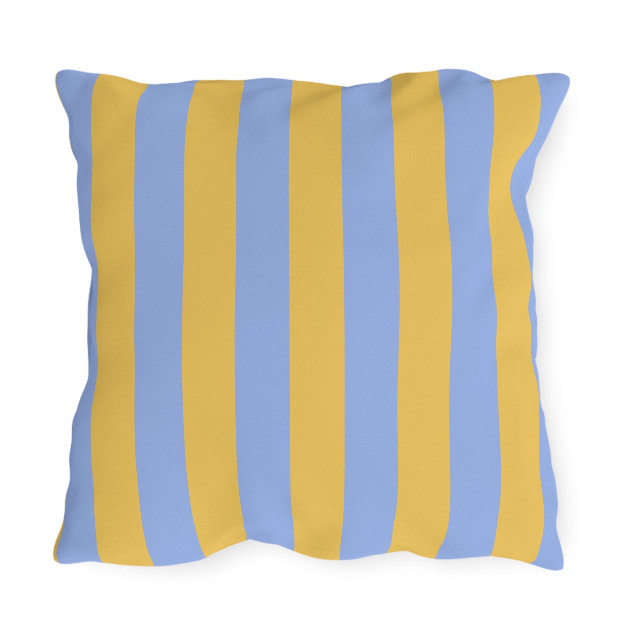 Blue and Yellow Stripe Outdoor Pillows | Coastal Patio Cushion