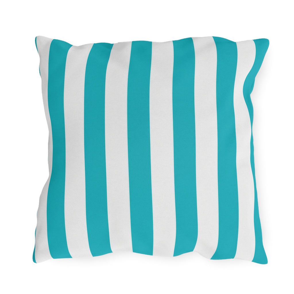 Teal Stripe Outdoor Pillows | Blue White Nautical Cushion
