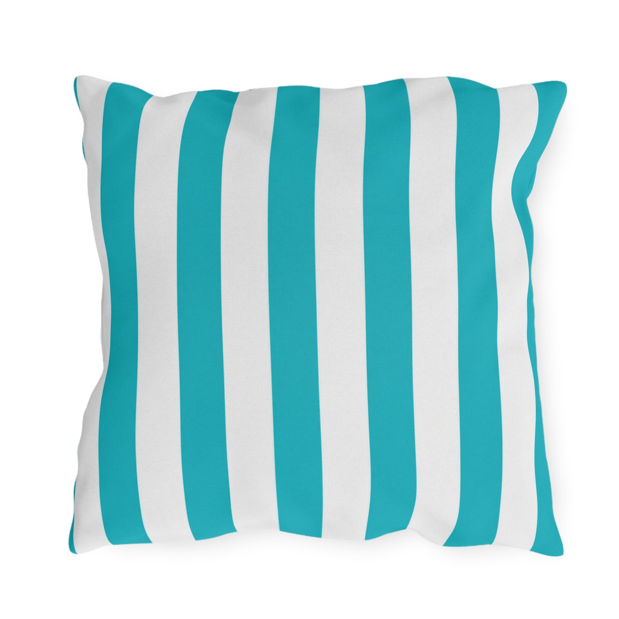 Teal Stripe Outdoor Pillows | Blue White Nautical Cushion