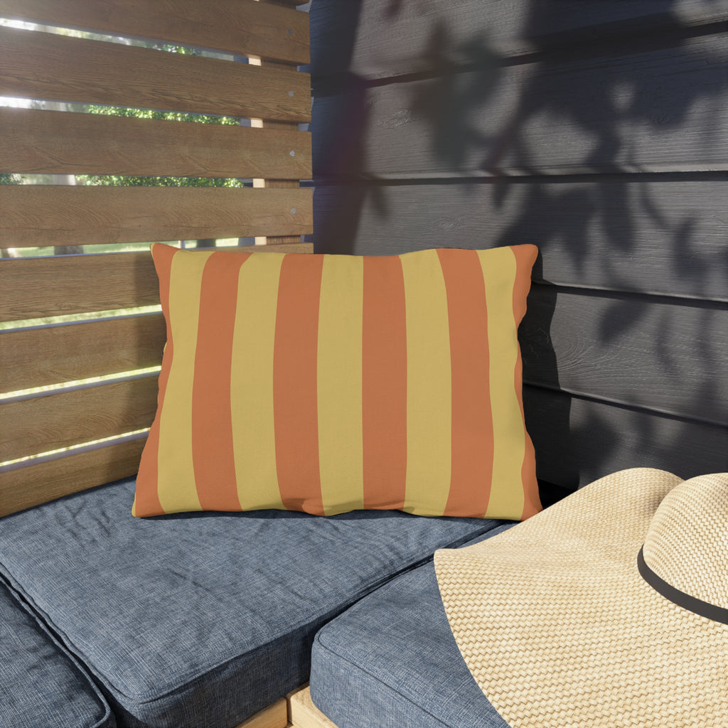 Sunset Stripe Outdoor Pillows | Yellow Orange Striped Cushion