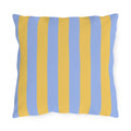 Blue and Yellow Stripe Outdoor Pillows | Coastal Patio Cushion