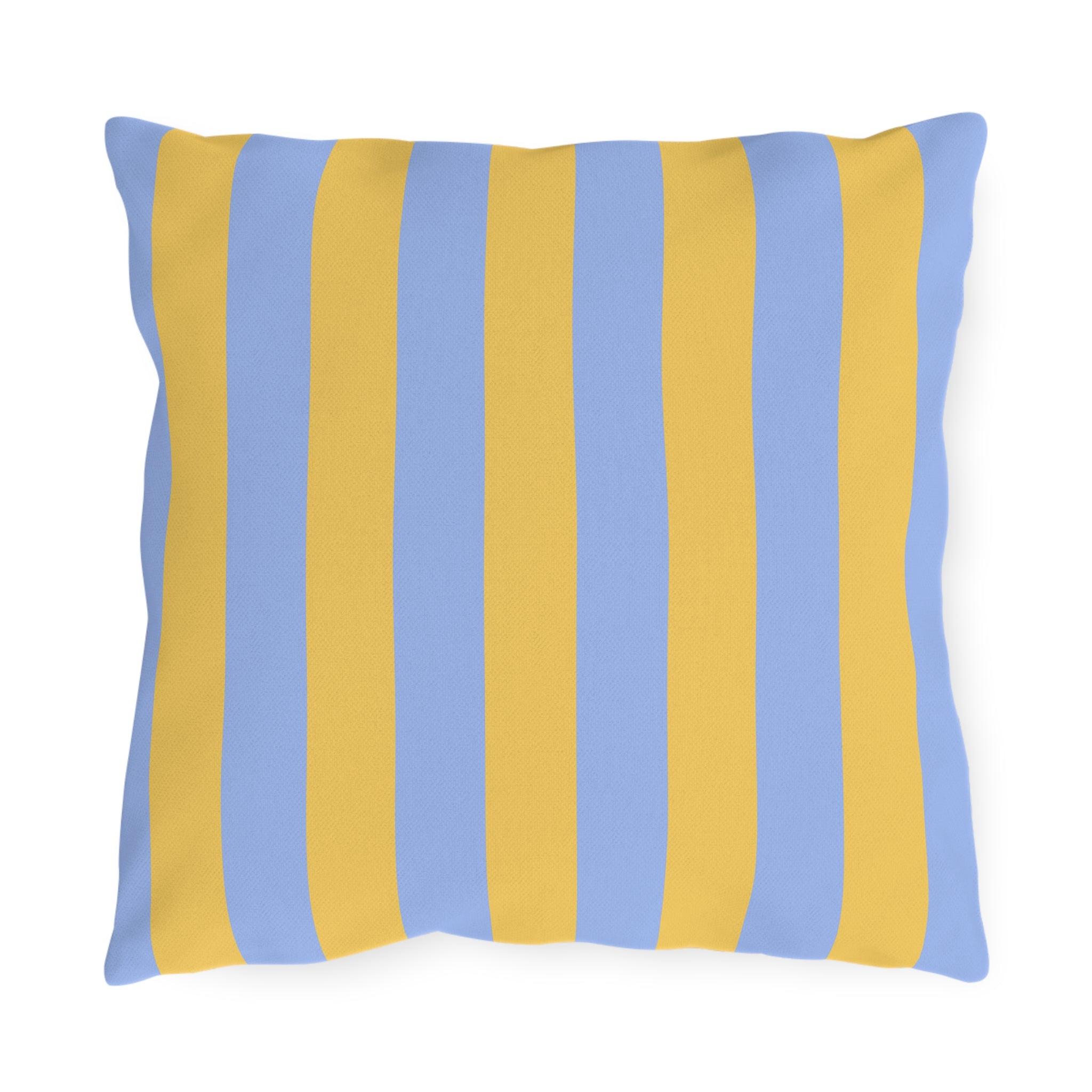 Blue and Yellow Stripe Outdoor Pillows | Coastal Patio Cushion