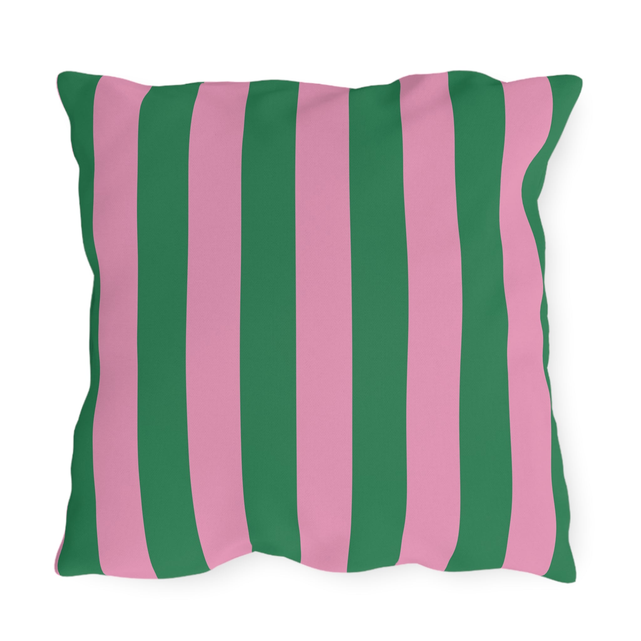 Pink and Green Vertical Stripe Outdoor Pillows | Patio Cushion, Poolside Decor