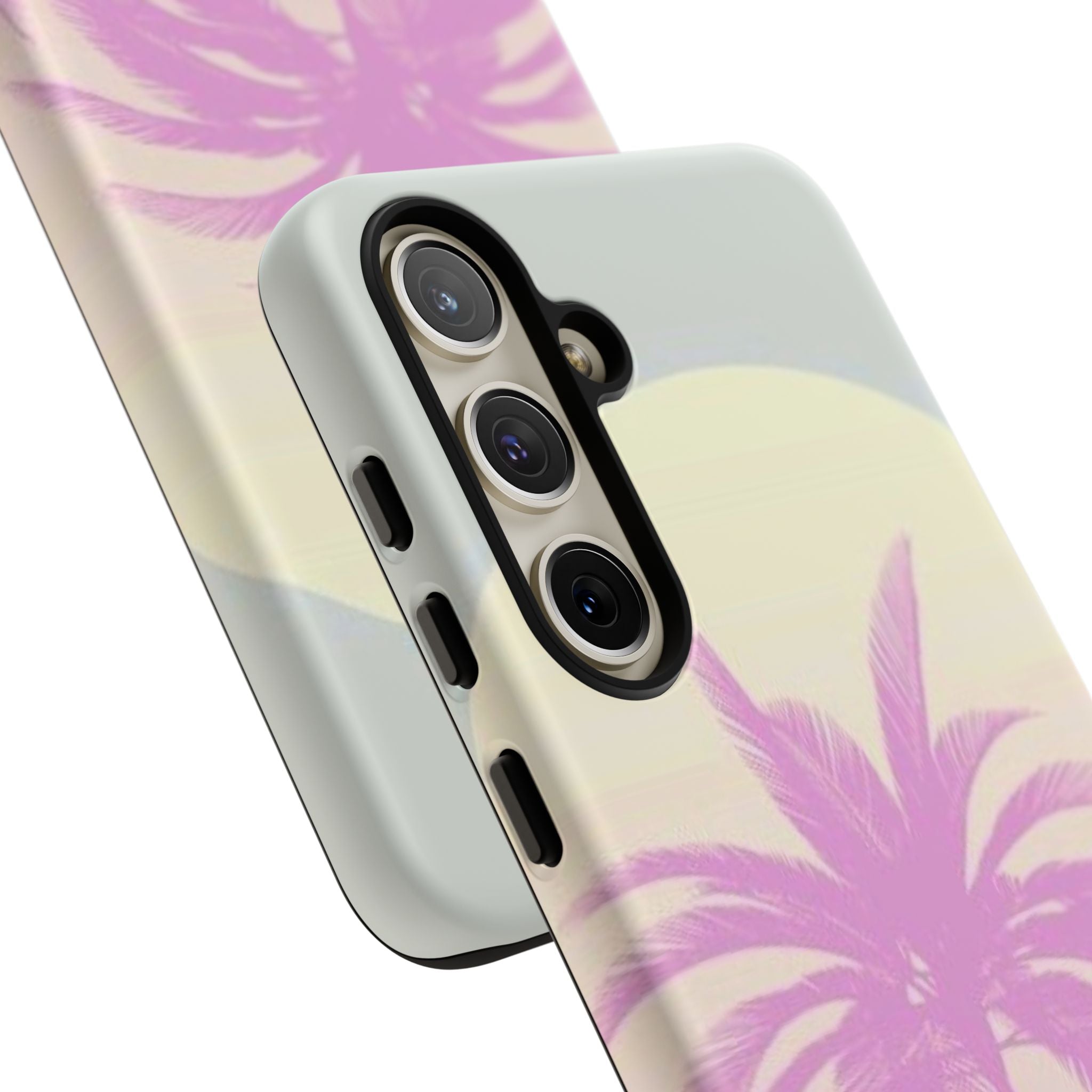 Coastal Pink Palm Sunset Tough Phone Case | Retro Tropical Beach Phone Case