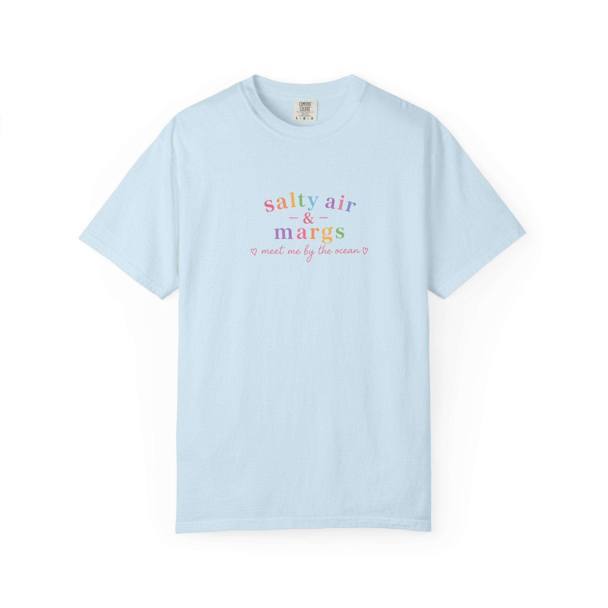 Funny T-Shirt Women Tee, Colourful Typographic Design Salty Air and Margs girls trip Tshirt