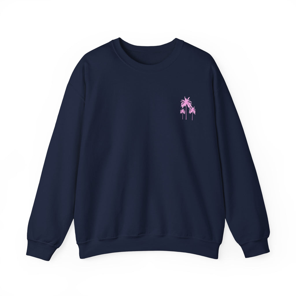 Pink Palm Trees Sweatshirt | Tropical Sunset Crewneck
