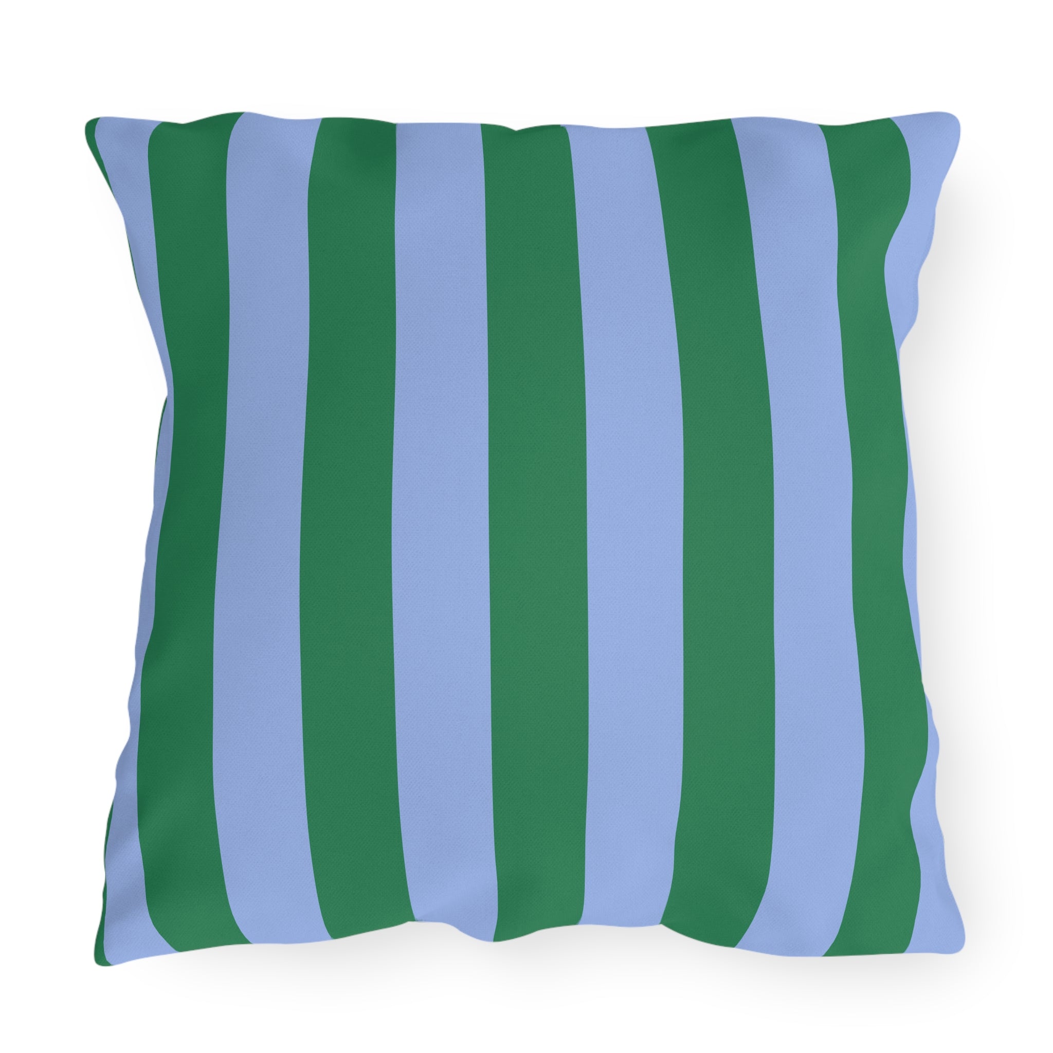 Blue and Green Vertical Stripe Outdoor Pillow | Patio Cushion