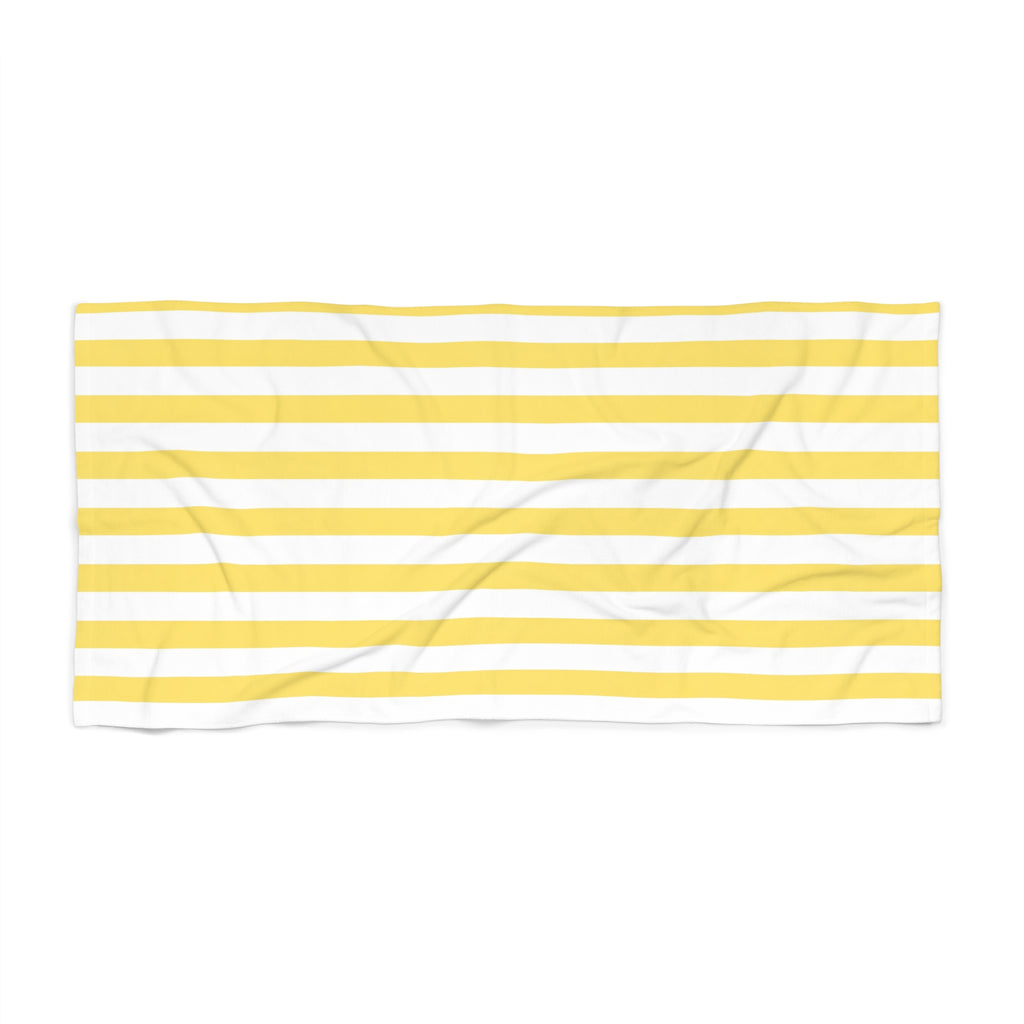 Yellow and White Striped Beach Towel | Nautical Summer Stripe