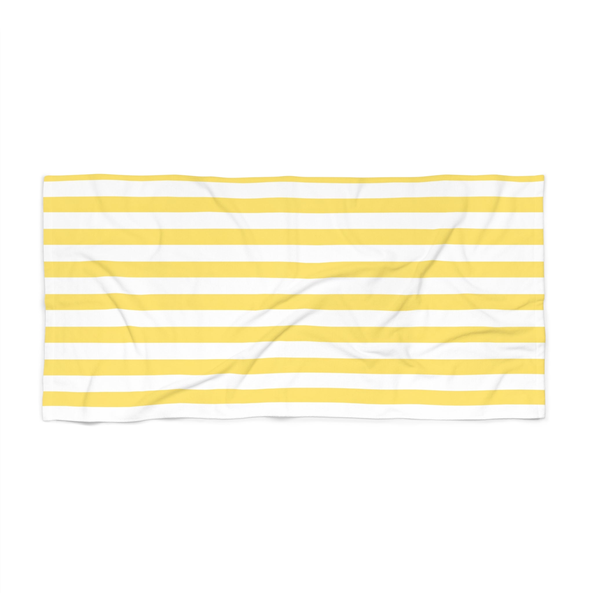 Yellow and White Striped Beach Towel | Nautical Summer Stripe