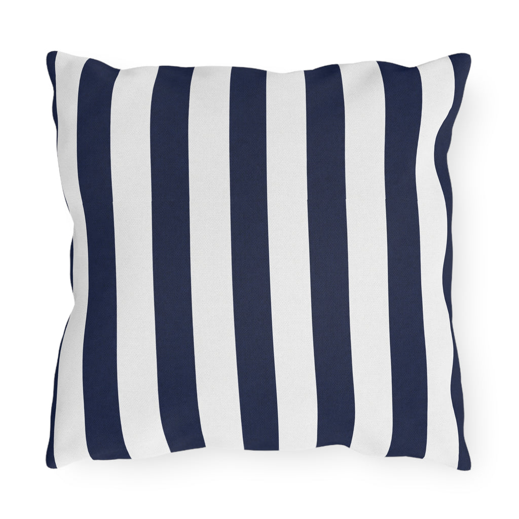Navy blue White Stripe Outdoor Pillow | Coastal Patio Cushion
