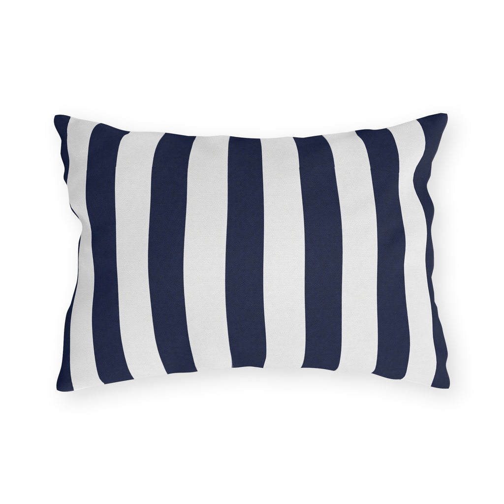 Navy blue White Stripe Outdoor Pillow | Coastal Patio Cushion