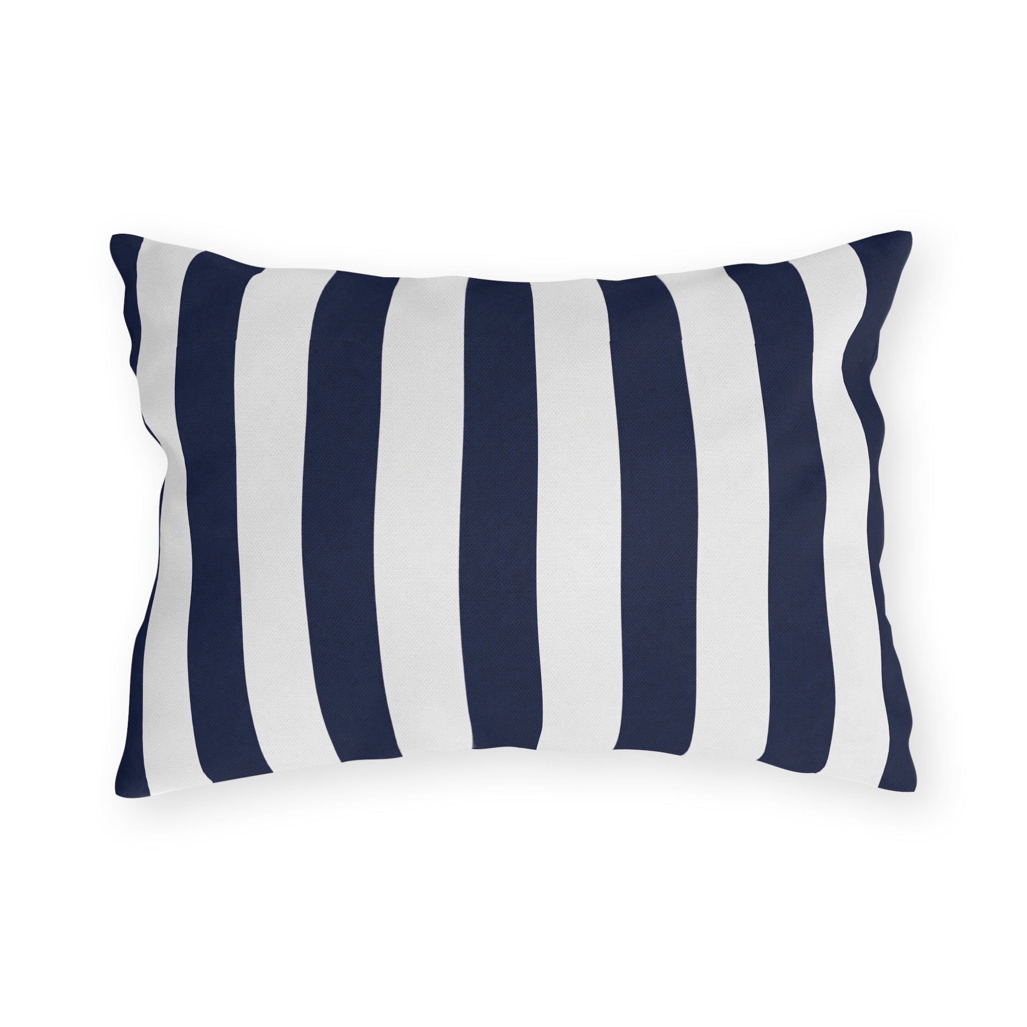 Navy blue White Stripe Outdoor Pillow | Coastal Patio Cushion
