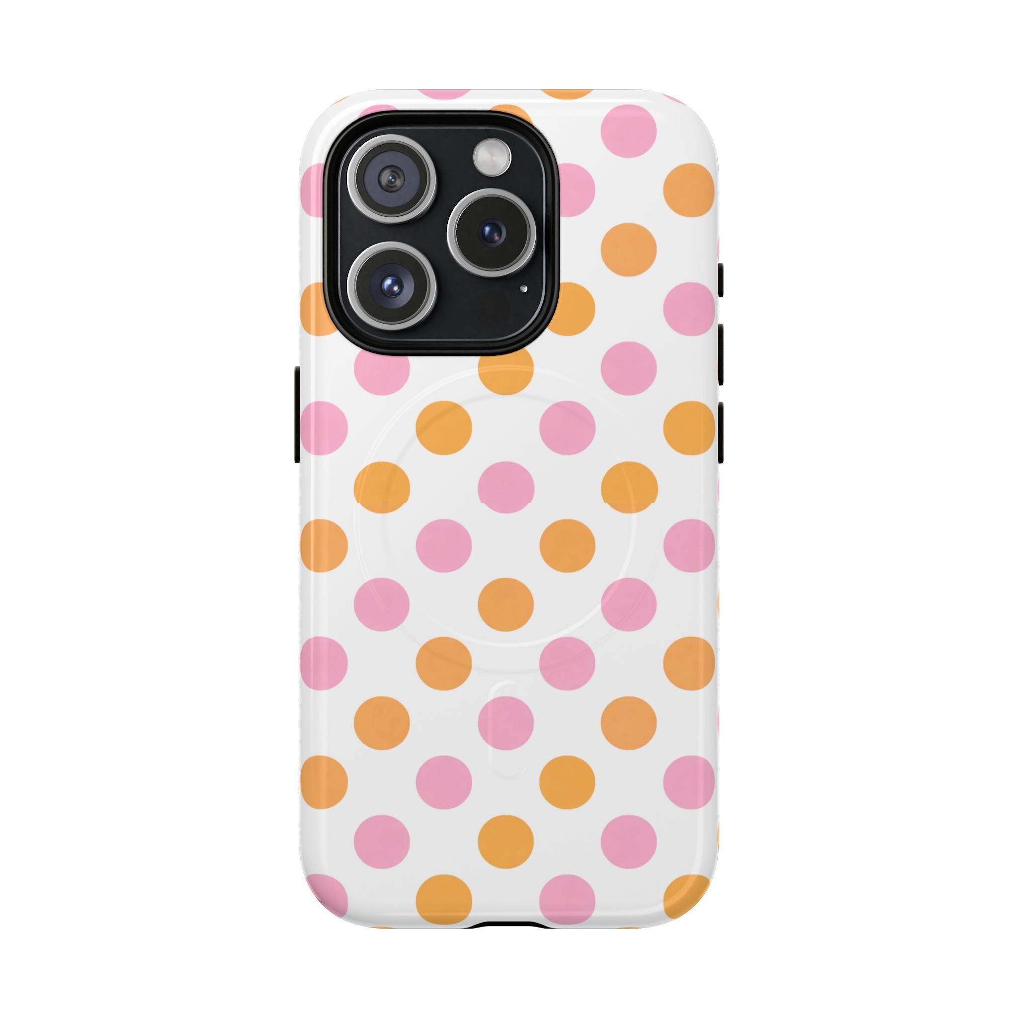 Pink and Orange Polka Dot Phone Case Tough Magnetic Case | Cute Dot Pattern