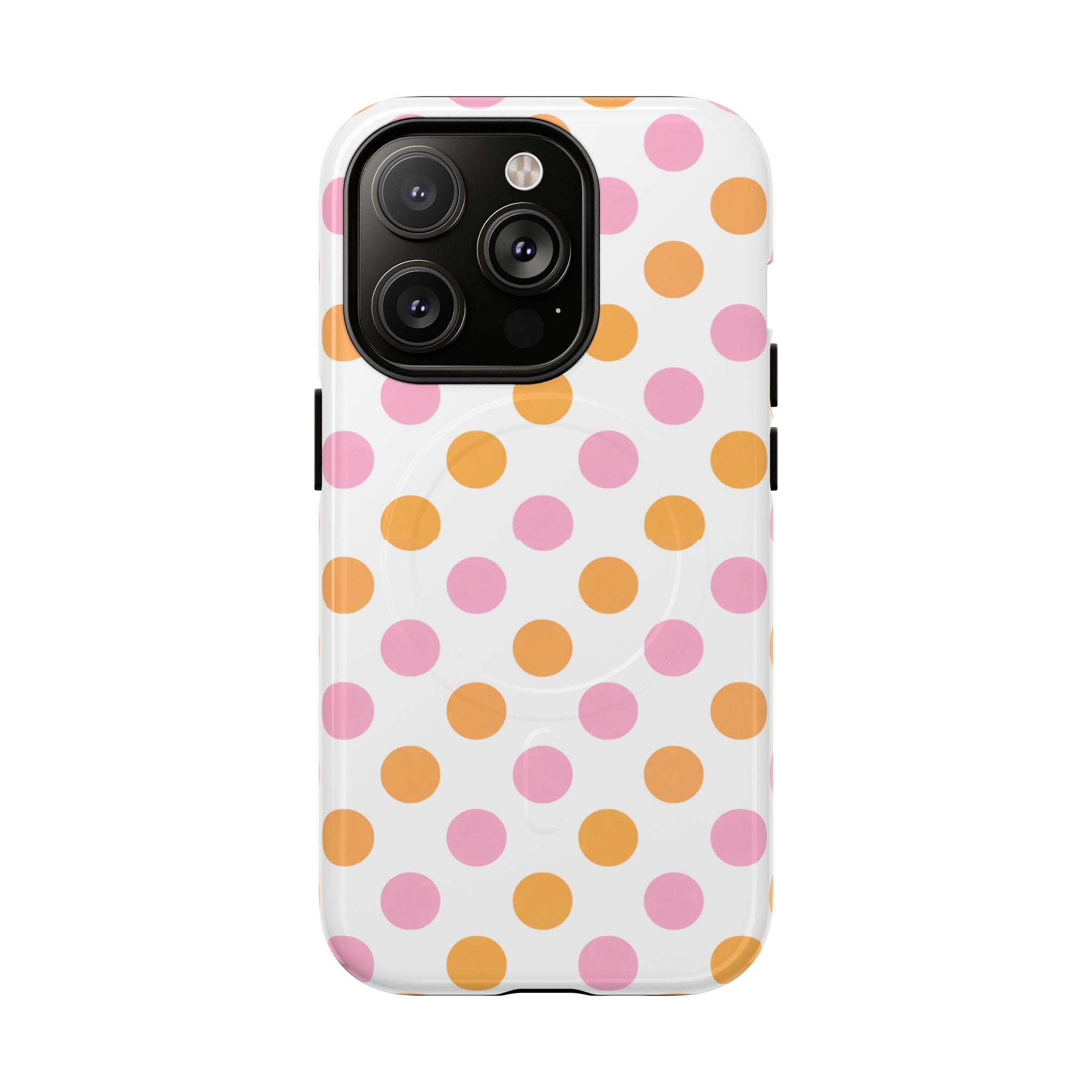 Pink and Orange Polka Dot Phone Case Tough Magnetic Case | Cute Dot Pattern