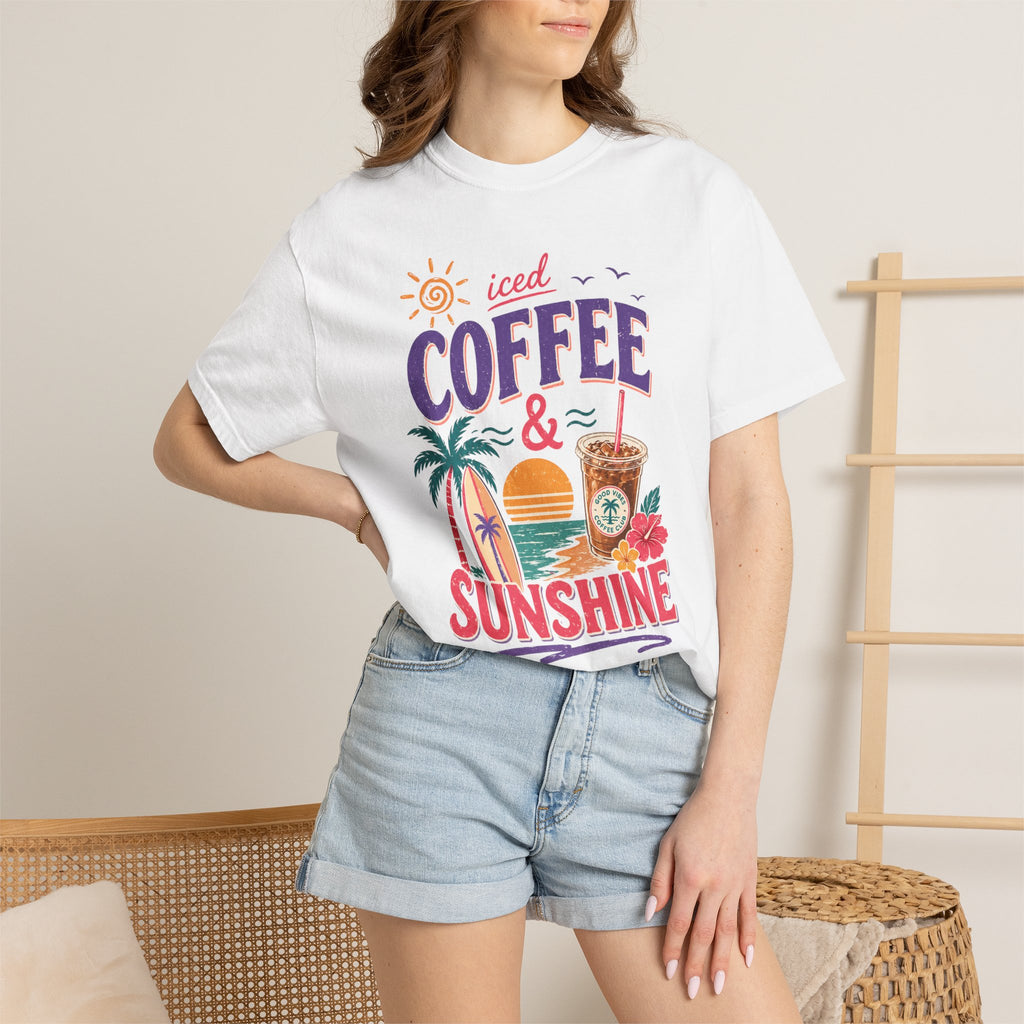 T-shirt | Tropical Palm Sunset and Coffee Design