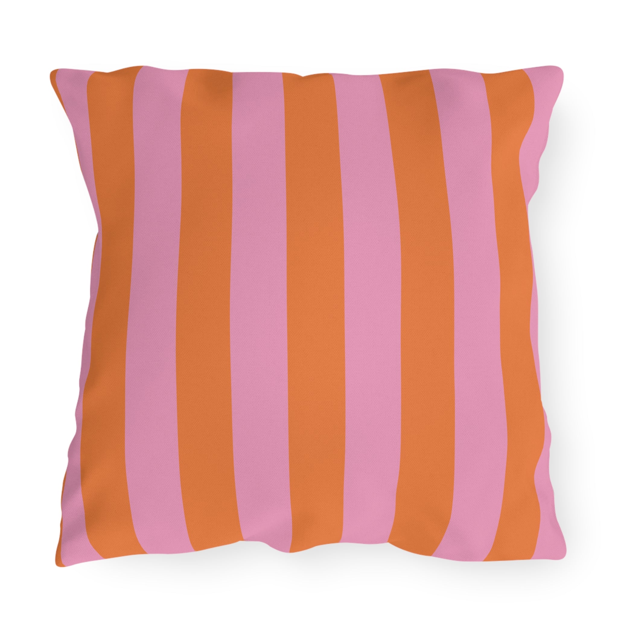 Orange and Pink Stripe Outdoor Pillow | Bold Striped Cushion for Patio