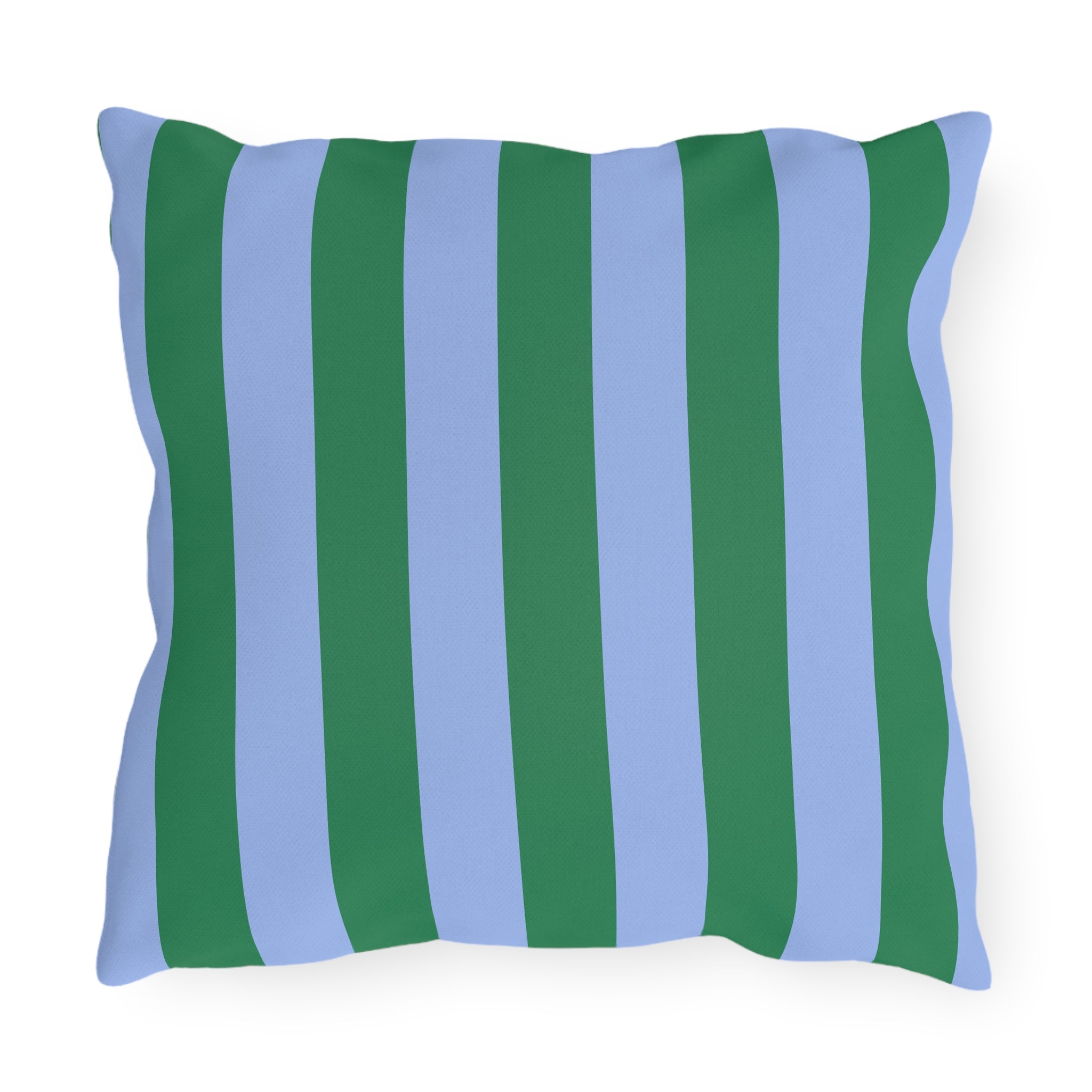 Blue and Green Vertical Stripe Outdoor Pillow | Patio Cushion