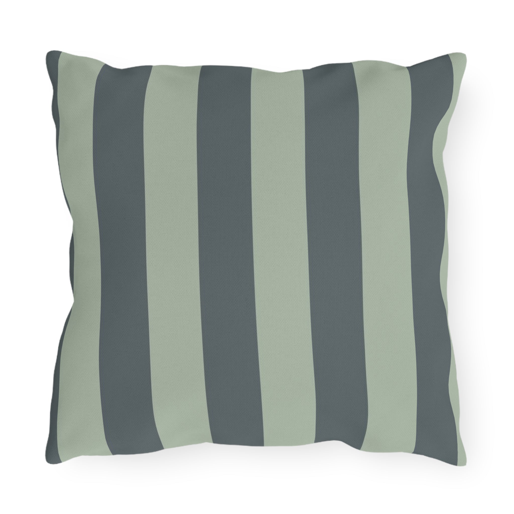 Green Striped Outdoor Pillow | Wide Vertical Stripe Patio Cushion