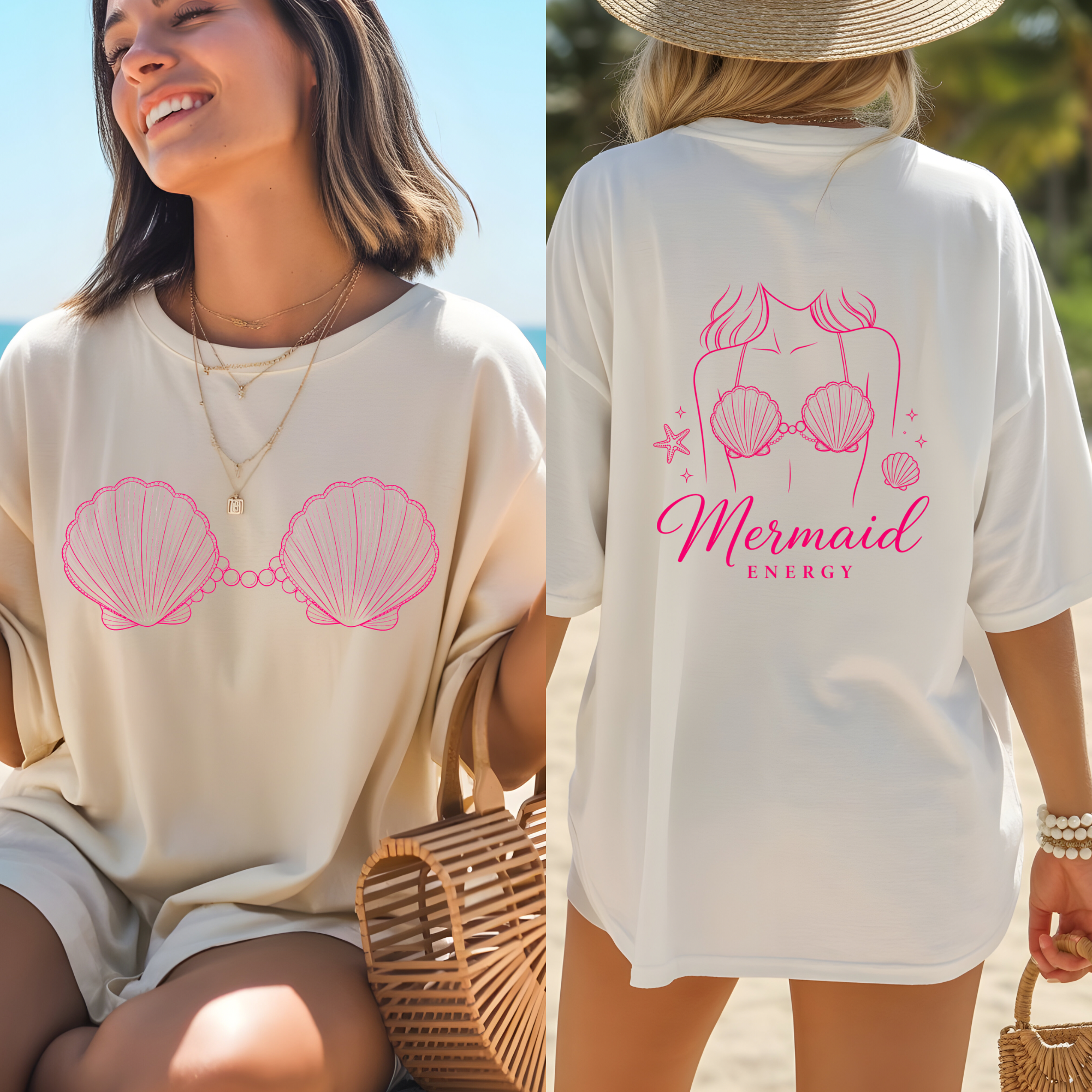 Mermaid Shell Bra T-shirt | Mermaid Energy Graphic Tee