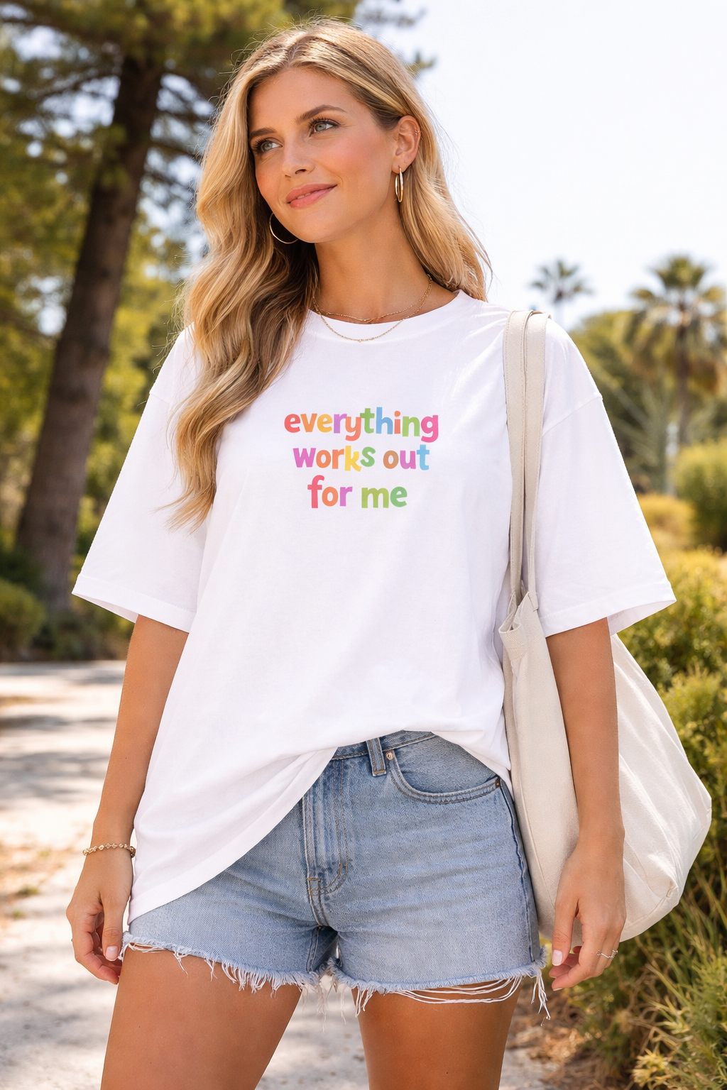 Rainbow Lettering T-Shirt | Colorful Oversized Cotton Tee