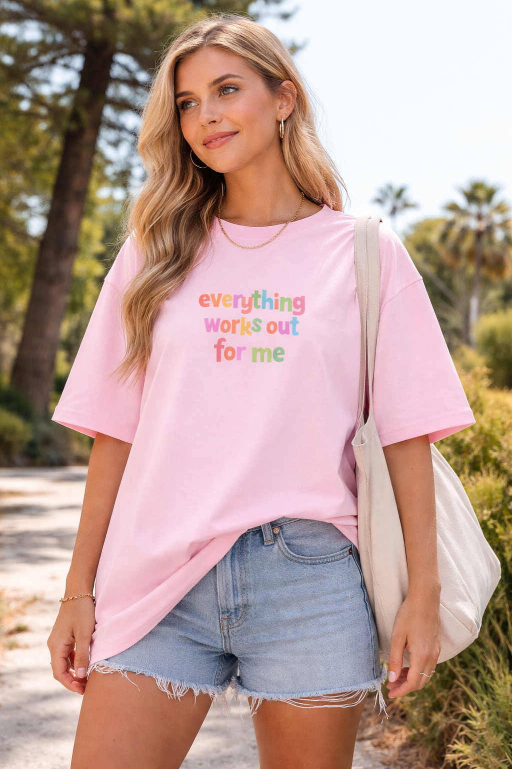 Rainbow Lettering T-Shirt | Colorful Oversized Cotton Tee